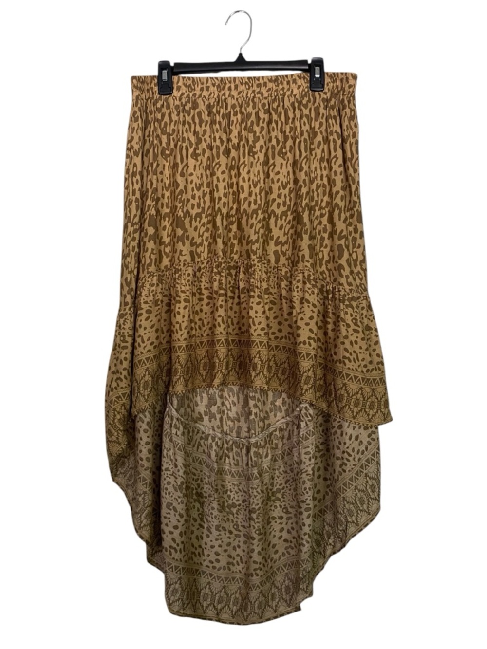 Umgee Plus Boutique Leopard Animal Print Boho High Low Skirt Womens Size XL NWT